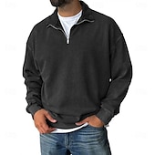 preiswerte Einfache Sweatshirts-Herren Sweatshirt Viertelreißverschluss Sweatshirt Schwarz Wein Armeegrün Marineblau Purpur Halber Reißverschluss Einfach Halber Reißverschluss Täglich Ferien Ausgehen Polyester Vintage Streetwear