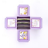 baratos Acessórios para festa-1 peça cartão pop-up de feliz aniversário com cartão de nota e envelope melhor mãe de todos os tempos cartão de felicitações 3D flores borboletas caixa pop-up cartão melhor presente