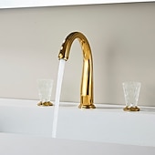 economico Rubinetti per lavandino bagno-Rubinetto per lavabo - Classico / Ampia diffusione Galvanizzato Rubinetto a tre fori Due maniglie tre foriBath Taps