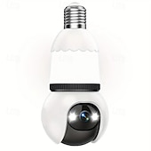 tanie Kamery IP wewnętrzne-Kamera monitorująca 4-megapikselowa z żarówką, Wi-Fi, 2K, bezprzewodowa, do użytku zewnętrznego/wewnętrznego, pełnokolorowa, dzień/noc, łatwa w instalacji, wykrywanie ruchu, pełnokolorowa, wizja nocna