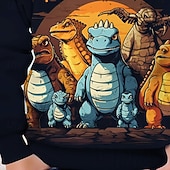 billiga Pojkens 3D-djur-Pojkar 3D Dinosaurie Huvtröja Långärmad Vår Höst Mode Streetwear Barn 4-12 år Huva Utomhus Ledigt Dagligen Normal