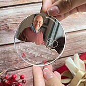 お買い得  クリスマス-パーソナライズされたクリスマスフォトオーナメント、カスタムメモリアル、I&#039;m always with you、アクリル2Dデコレーション、クリスマスツリー、クリスマスデコレーション、吊り下げペンダントギフト