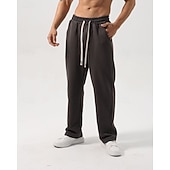 cheap Straight Leg-Men's Sweatpants Trousers Straight Leg Sweatpants Drawstring Pocket Elastic Waist Plain Comfort Sports Outdoor Daily Fashion Casual Black White Micro-elastic
