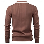 billige Herre Elite Genser og Cardigans-Herre Pullover genser Strikke Vanlige topper Fargeblokk Knapper Helfarge Polokrage Årgang Daglig Skole Hjem Klær Vår Høst Blå Brun S M L