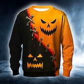 levne Gothic a lebka-Halloween Pánské Dýně Mikina Punk Večírek Tričkový Dovolená Černá Výstřih ke krku 3D Celý rok Návrhář