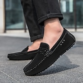 billiga Slip-ons och loafers till herrar-Röda herrloafers i konstläder med slip-on-funktion, lätta, avslappnade mockasiner för arbete, resor och vardagsbruk