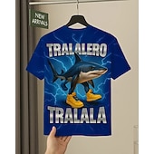 abordables Animaux 3D pour Garçon-T-shirt graphique pour garçon Tralalero Tralala Shark - T-shirt d&#039;été décontracté violet vif avec requin imprimé en 3D &amp;Baskets design respirant col rond manches courtes haut pour un usage quotidien