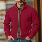 voordelige Basis Sweatshirts-Voor heren Sweatshirt Sweatshirt met volledige ritssluiting Rode Wijn Zwart Marineblauw Khaki Grijs Opstaande boord Effen Met Textuur Sport &amp; Outdoor Casual Dagelijks Streetwear Stoer Sportkleding