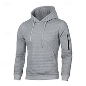 economico Felpa Tattica-Per uomo Felpa con cappuccio Felpa con cappuccio a nido d&#039;ape Felpa con cappuccio tattica Nero Bianco Grigio chiaro Grigio scuro Con Cappuccio Semplice Cerniera Testurizzato Sport &amp; Outdoor Casuale