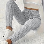 Χαμηλού Κόστους Γυναικείο Skinny Παντελόνι-Γυναικεία Κοτλέ παντελόνι Πλατύ παντελόνι ανάπαυσης Παντελόνια με κοψίματα Κομψό στυλ street Καθημερινό Μέχρι τον αστράγαλο Ψηλή Μέση Σκέτο Κορδόνι Ελαστικό σχέδιο κορδονιών περίσφιξης Άνετο