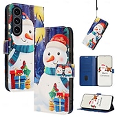 abordables Carcasas iPhone-teléfono Funda Para iPhone 17 Pro Max 17 Air 16 15 14 Pro Max Plus 16e 13 Mini Funda Trasera con correa de muñeca Caballete Ranura para tarjetas Navidad TPU Cuero de PU