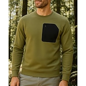 preiswerte Oberteile-Herren Sporthemd Wanderhemd Langarm Rundhalsausschnitt Oberteil Außen Schnelltrocknend Atmungsaktiv Polyester Schwarz Armeegrün Khaki Tennis Golfspiel Laufen