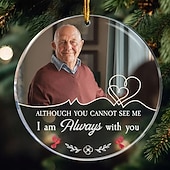 お買い得  クリスマス-パーソナライズされたクリスマスフォトオーナメント、カスタムメモリアル、I&#039;m always with you、アクリル2Dデコレーション、クリスマスツリー、クリスマスデコレーション、吊り下げペンダントギフト