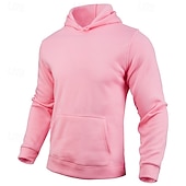 economico Felpa con cappuccio in pile-Per uomo Felpa con cappuccio Maglione Felpa con cappuccio in pile Felpa con cappuccio foderata in pile Nero Bianco Giallo Rosa Rosso Con Cappuccio Semplice Tasca Sport &amp; Outdoor Casuale Quotidiano