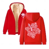 economico Felpa con cappuccio in pile-Per uomo Felpa con cappuccio a zip intera Felpa con cappuccio e zip Giacca in Pile Felpa con cappuccio in pile Nero Vino Rosso Verde Cachi Con Cappuccio Floreale Grafico Semplice Cerniera Tasca