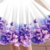 preiswerte 3D Schmetterlingskleid-Mädchen' 3D Blumen Kleid Langarm Sommer Frühling Urlaub Täglich Ferien Prinzessin Schön Süß Kinder 4-12 Jahre Freizeitkleid A Linie Kleid Knielang Normale Passform