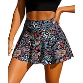 billiga Kvinnors kjolar och skorts-Dam Paisley Växter Blommig Avslappnad kjol Tenniskjol Lappverk Ficka 2 i 1 UPF50+ UV-resistent Flera lager Volleyboll Tennis Badminton Shorts Kjolar Svart Tenniskläder