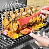 olcso Konyhai eszközök és kütyük-Rozsdamentes acél csirkecomb- és szárnytartó, összecsukható függőleges sütőtartó grillezéshez, füstöléshez, sütőhöz, ideális piknikezéshez és kempingezéshez, könnyen tárolható konyhai kiegészítő