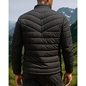 cheap Puffer Jackets-Men&#039;s Puffer Jacket Thermal Jacket Outdoor Thermal Warm Hiking Outfits Hiking Clothes Winter Autumn / Fall Top Camping / Hiking / Caving Running Solid Color Black Dark Blue Grey