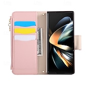 Недорогие Чехлы для Samsung-телефон Кейс для Назначение SSamsung Galaxy Z-образный сгиб 7 Z-сгиб 6 Z Fold 5 Z Fold 4 Кейс на заднюю панель с ремешком Откидная подножка Разъем для карты Ретро ТПУ Кожа PU