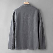 billiga Herrars klassiska kavajer-Herr Linne blazer Kavaj Företag Cocktailfest Bröllopsfest Mode Ledigt Vår Höst Linne- / bomullsblandning Slät Ficka Knappar Bekväm Enkelknäppt Blazer Marinblå Aprikos Grå