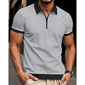 abordables Polo clásico para hombre-Hombre Camisetas polo Polo con media cremallera Ropa Cotidiana Cita Cremallera de un cuarto Manga Corta Moda Básico Bloque de color Retazos Cremallera Verano Ajuste regular Negro Blanco Azul Real