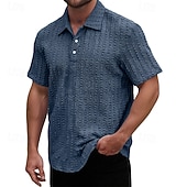 cheap Men&#039;s Classic Polo-Men&#039;s Golf Shirt Golf Polos Shirts Work Casual Lapel Short Sleeve Basic Modern Plain Jacquard Buttons Summer Spring Regular Fit Wine Black Light Green Navy Blue Sky Blue Purple Golf Shirt