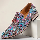 levne Jacquard boty-Pánské Nokasíny Střapcové mokasíny Chůze PU kůže Žakárová látka Pohodlné Protiskluzové Prodyšné Povaleč modrá / černá Léto Jaro Podzim