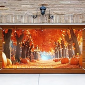 cheap Garage &amp; Door Banners-Tapestry Garage Door Cover Large Hanging Backdrop Pumpkin Rustic Cottagecore Dark Punk Gothic Style Autumn Party Outdoor Shooting Backgrounds Yard Home Decor