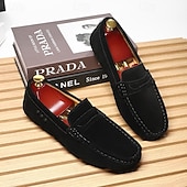 billiga Slip-ons och loafers till herrar-Röda herrloafers i konstläder med slip-on-funktion, lätta, avslappnade mockasiner för arbete, resor och vardagsbruk