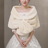 preiswerte Schals &amp; Umhänge-Kunstfell-Schal, Wickelstola, Shrug, Winter, Braut, Hochzeit, Schal, Wickeltuch, Abendparty, Cover-up für Frauen