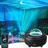 abordables Lumières de Noël-Projecteur de galaxie avec haut-parleur Bluetooth, veilleuse, projecteur d&#039;étoiles pour chambre à coucher, 8 modes, projecteur d&#039;aurores boréales avec éclairage d&#039;ambiance lunaire pour enfants et