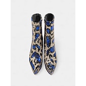 Γυναικεία μπλε και χρυσά μποτάκια στιλέτο με πλατφόρμα και πούλιες - έντονα υποδήματα για πάρτι, νυχτερινή ζωή Χαμηλού Κόστους Μπότες μόδας-Γυναικεία μπλε και χρυσά μποτάκια στιλέτο με πλατφόρμα και πούλιες - έντονα υποδήματα για πάρτι, νυχτερινή ζωή