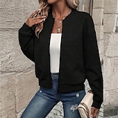 economico Felpe e Sweatshirt Texturizzati-Per donna Cappotto Giacca Casual Confortevole Traspirante Cerniera Tasca Moda Moderno Casual Semplice Uscire Weekend Cerniera Regolare Collo alla coreana Vestibilità regolare Manica Lunga Capispalla