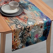 Недорогие Скатерти-1PC Граффити скатерть 33x180 см (13x70.5 дюймов) - прямоугольная скатерть с городским уличным искусством для ресторана банкета вечеринки кафе