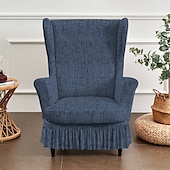 economico Rivestimento sedia wingback-Copripoltrona con schienale alto - copripoltrona in poliestere con stampa floreale/a righe/geometrica, elasticizzati, con fondo antiscivolo, adatti alla maggior parte delle poltrone