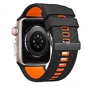 levne Řemínky na Apple Watch-Sportovní řemínek kompatibilní s Apple Watch 42 mm 44 mm 45 mm 49 mm odolný kovový řemínek s nastavitelnou kovovou sponou a silikonovým řemínkem pro iWatch Ultra 2 Series 9 8 7 SE 6 5 4