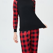 preiswerte Urlaubsfamilienabgleich-Familie Schlafanzug Karomuster Heim Patchwork Rote Langarm Aktiv Passende Outfits