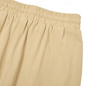 economico retrò-Per uomo Pantaloni di Lino Pantaloni Pantaloni Larghi Coulisse Elastico in vita Gamba Dritta Semplice Comodità Traspirante Lunghezza intera All&#039;aperto Casuale Quotidiano Vacanza Moda Nero Bianco