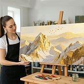 Duże złote góry na płótnie, oryginalna złota sztuka ścienna, tekstura 3D, impasto, abstrakcyjny, naturalny krajobraz, wystrój boho, salon, wystrój domu tanie Pejzaże-Duże złote góry na płótnie, oryginalna złota sztuka ścienna, tekstura 3D, impasto, abstrakcyjny, naturalny krajobraz, wystrój boho, salon, wystrój domu