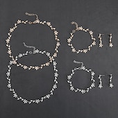 abordables Conjuntos de joyas-Juego de Joyas 3 Diamantes Sintéticos Cromo 1 Brazalete Pendientes Collare Mujer Elegante Vintage Moda Estilo retro Clásico Conjunto de joyas Para Boda Fiesta Invitado a la boda
