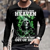 voordelige schedel &amp; botten-Voor heren Doodskoppen T-shirt Lange mouw T-shirt 3D-afdrukken Strakke ronde hals Overhemd Modieus overdreven Straat Casual Dagelijks Zwart blauw Paars Herfst Winter Kleding S M L XL XXL XXXL