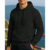 abordables Sudadera &amp; Sweatshirt-Hombre Sudadera informal Sudadera con capucha Con bolsillos Manga Larga Camiseta Ropa Deportiva Otoño Color sólido Moda Al Aire Libre Viaje Corriendo Ropa de deporte Ropa de Deporte Negro Amarillo