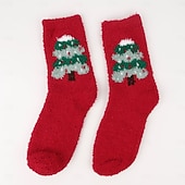 Недорогие домашние носки-зимние рождественские носки для женщин, милые мультяшные носки из кораллового флиса &amp;носки для сна, толстые теплые праздничные носки, рождественские носки в европейском стиле, плюшевые носки до