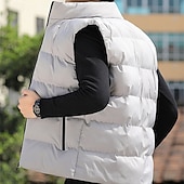 preiswerte Herren Steppweste-Herren Steppweste Weste Gilet Urlaub Täglich Date Mode Lässig Winter Tasche Polyester Warm Bequem Einfarbig Reisverschluss Stehkragen Normale Passform Schwarz Rote Blau Grau Weste