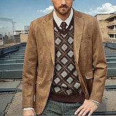 abordables Blazers Classiques pour Hommes-Homme Blazer Affaires Cocktail Fête de mariage Mode Occasionnel Printemps Automne Polyester Uni Avec Poches Boutons Confortable Simple Boutonnage veste Noir Kaki Gris Claire Café