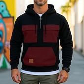 economico Felpa Tattica-Per uomo Felpa con cappuccio Felpa con cappuccio e zip corta Felpa con cappuccio in pile Felpa con cappuccio tattica Rosso Blu Viola Verde Cachi Con Cappuccio Semplice Patchwork Cerniera Blocco di