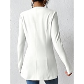 billige Blazere og dresser-Dame Blazer Bekvem Pustende Knapper OL-stil Fritid عادي Kontor Gate Avslappet Dagligdagstøy Enkeltkneppet Normal V-hals Normal Langermet Yttertøy Svart Hvit Rød Vår Høst