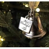 cheap Ornaments-Memorial Ornaments Angel Wings Bell Decorative Hanging Wind Chime With Ribbon Festive Bell Ornament Christmas Tree Hanging Decoration Remembrance Keepsake Holiday Home Gift