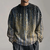 preiswerte Bedruckte Pullover für Herren-Herren Geometrisch Farbblock Pullover Strickware Rundhalsausschnitt Lässig Urlaub Straße Täglich 3D-Druck Stricken warm halten Langarm Frühling Herbst Winter Schwarz Blau